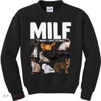 MILF Man I Love Felines Funny Cats Kids Sweatshirt thumb 0