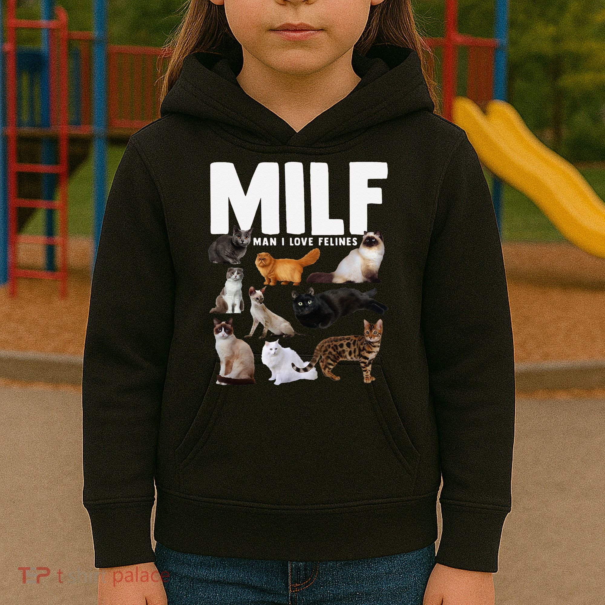 MILF Man I Love Felines Funny Cats Kids Hoodie