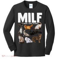MILF Man I Love Felines Funny Cats Kids Long Sleeve Shirt thumb 0