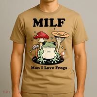 MILF Man I Love Frogs Vintage Retro Frog And Fungi Mushroom T-Shirt thumb 3