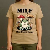 MILF Man I Love Frogs Vintage Retro Frog And Fungi Mushroom T-Shirt thumb 4