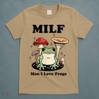 MILF Man I Love Frogs Vintage Retro Frog And Fungi Mushroom T-Shirt thumb 5