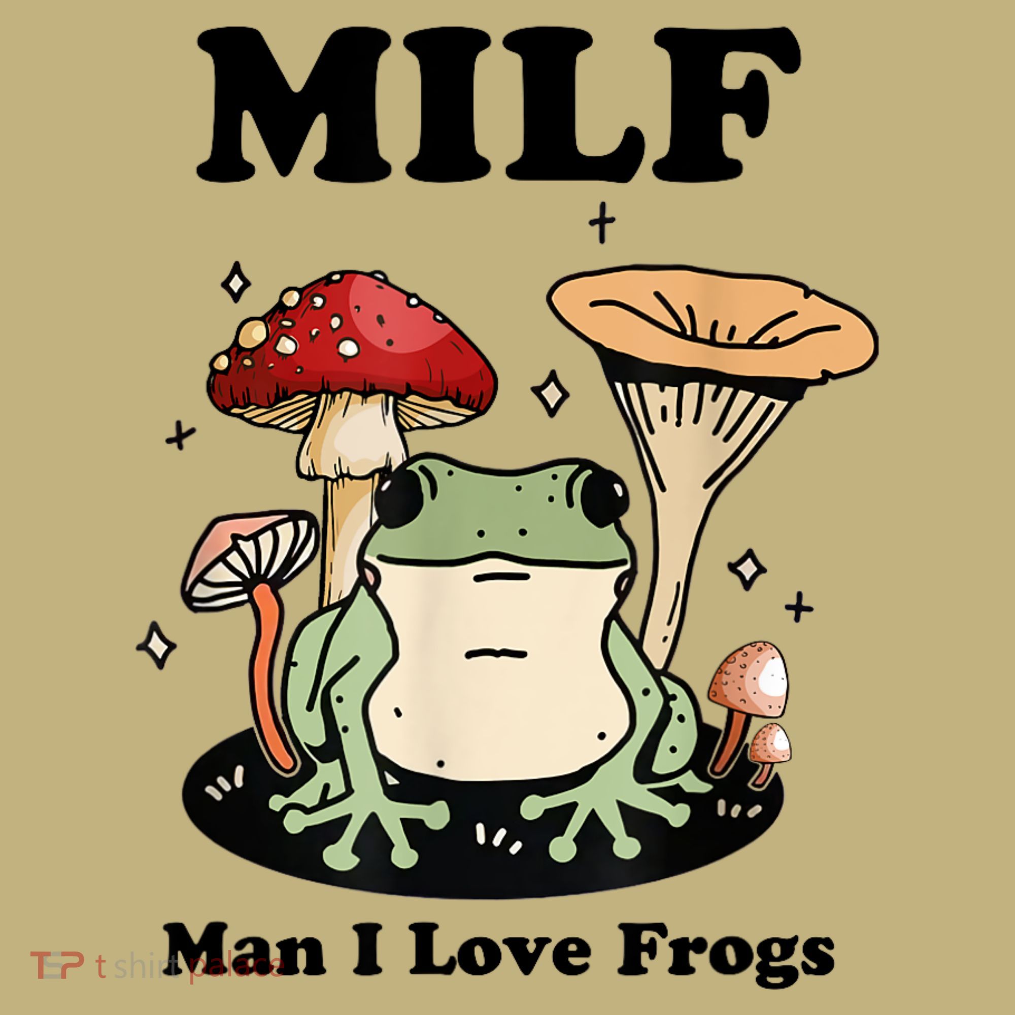 MILF Man I Love Frogs Vintage Retro Frog And Fungi Mushroom T-Shirt