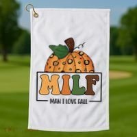 MILF Man I Love Fall Pumpkin Funny Golf Towel thumb 1