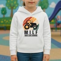 MILF Man I Love Farming Funny Farm Tractor Lover Kids Hoodie thumb 3