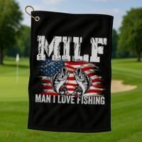MILF Man I Love Fishing Golf Towel thumb 1