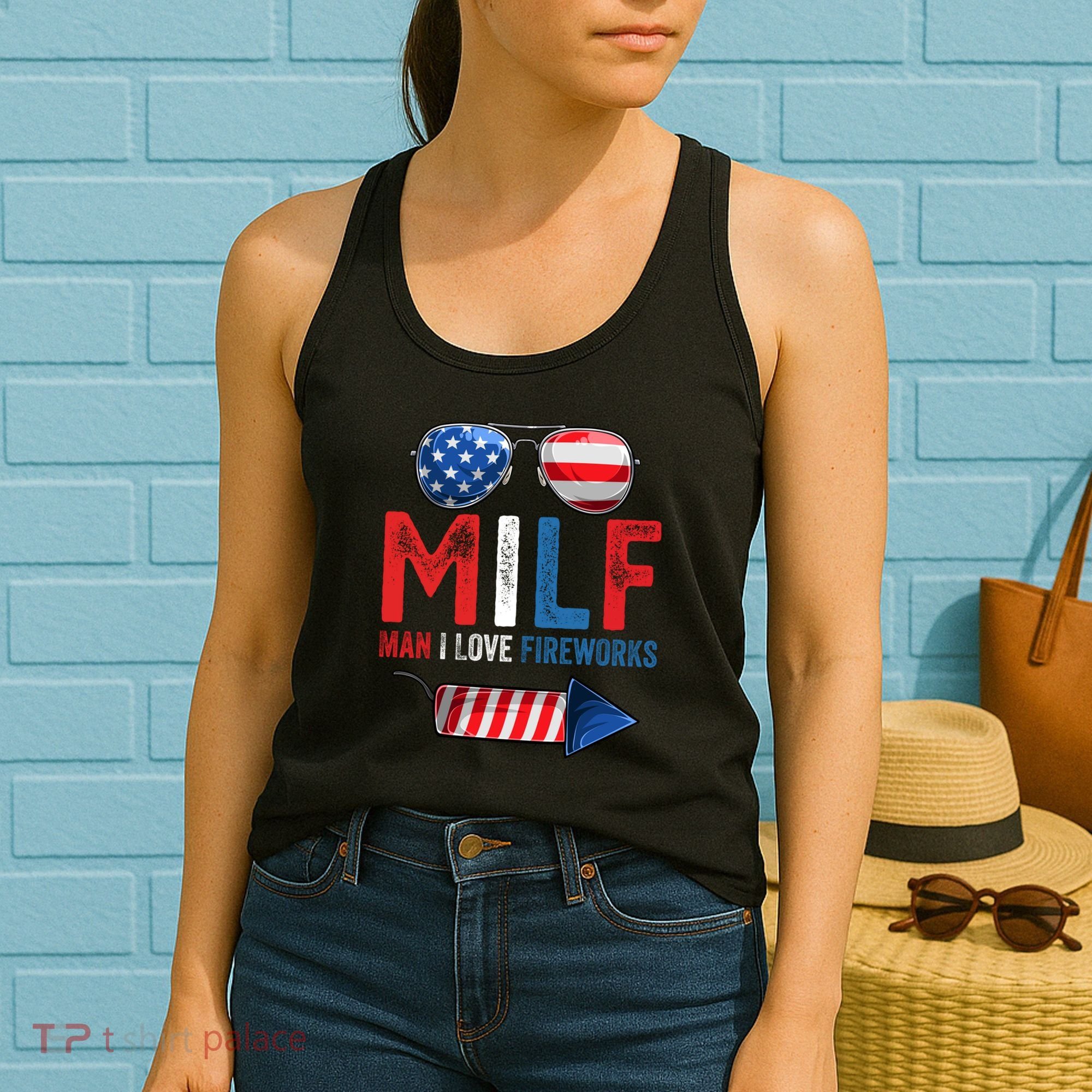 MILF Man I Love Fireworks Funny 4th Of July Gift Women's Tank Top