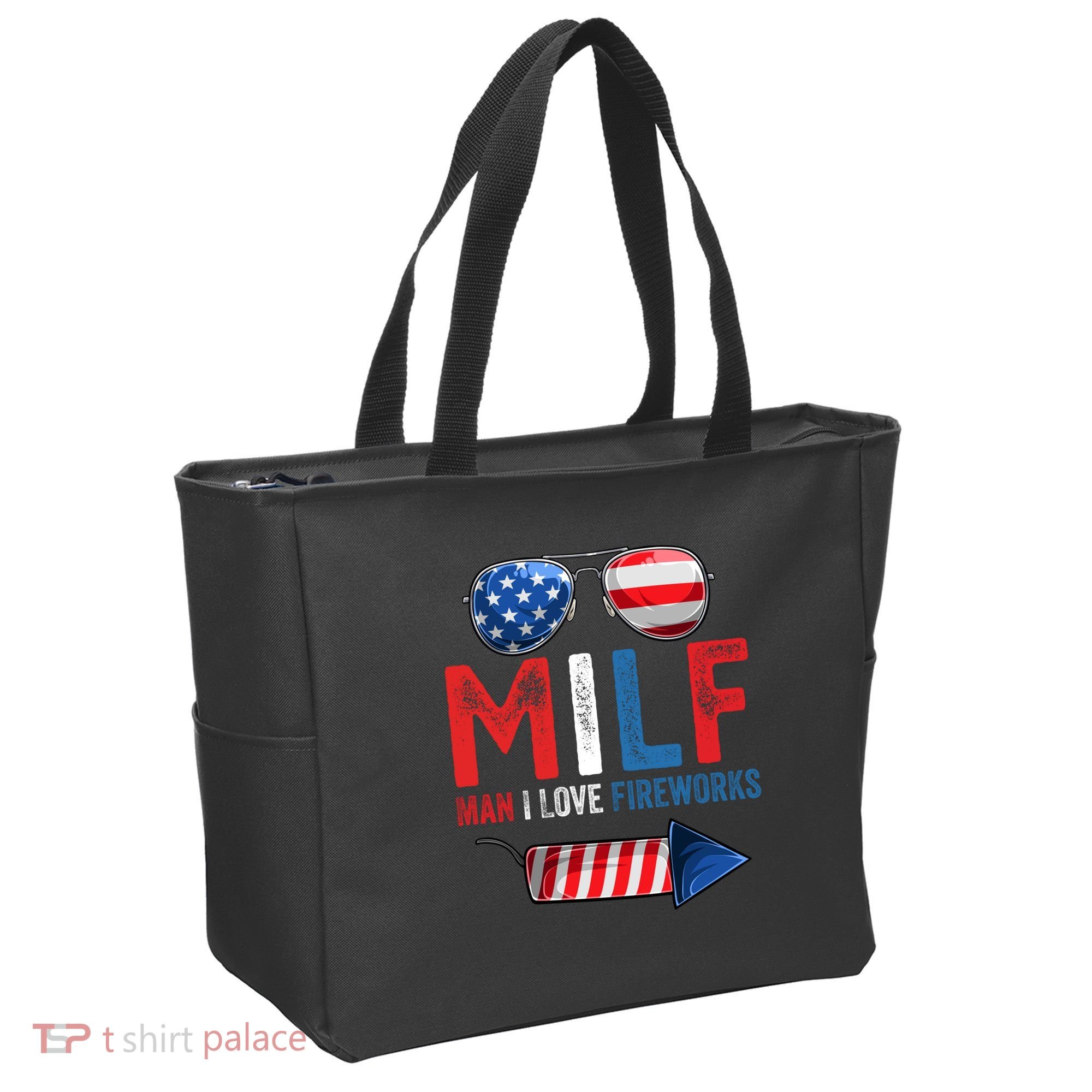 MILF Man I Love Fireworks Funny 4th Of July Gift Tote Bag