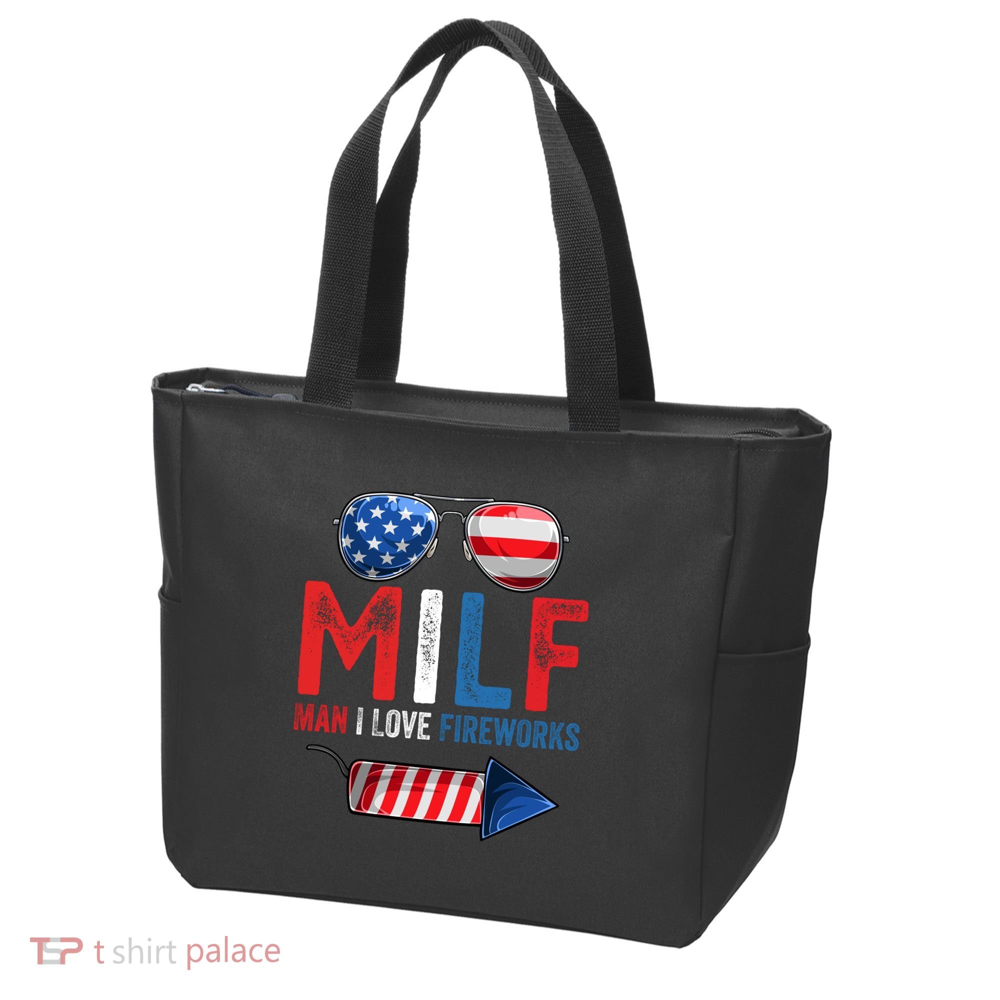 MILF Man I Love Fireworks Funny 4th Of July Gift Tote Bag