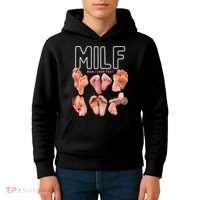 Milf Man I Love Feet Funny Graphic Sarcastic Kids Hoodie thumb 4