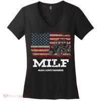 MILF Man I Love Farming Funny Farm Tractor Lover Women's V-Neck T-Shirt thumb 0