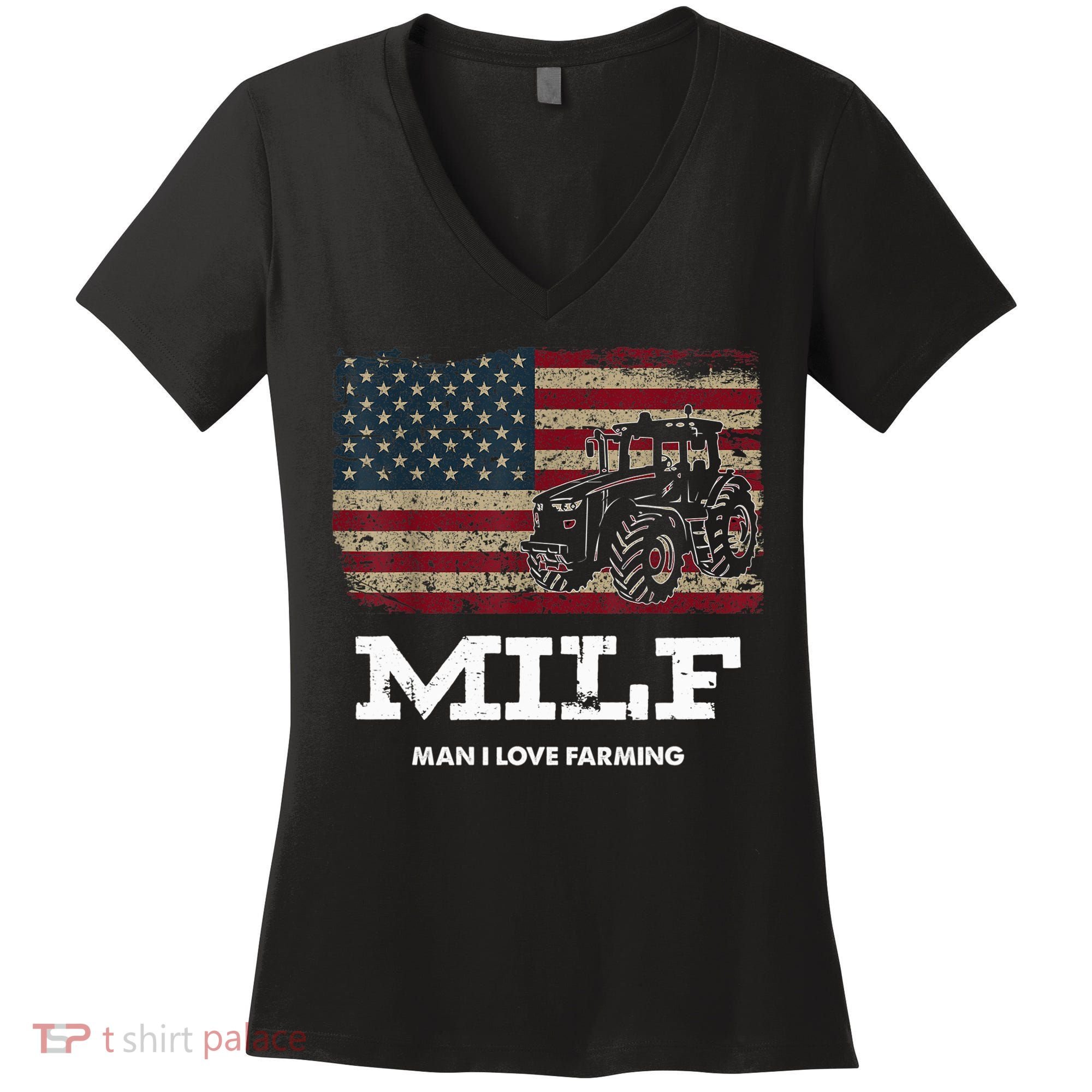 MILF Man I Love Farming Funny Farm Tractor Lover Women's V-Neck T-Shirt