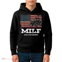 MILF Man I Love Farming Funny Farm Tractor Lover Kids Hoodie thumb 4