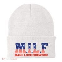 Milf Man I Love Fireworks Funny American 4th Of July Beanie thumb 0