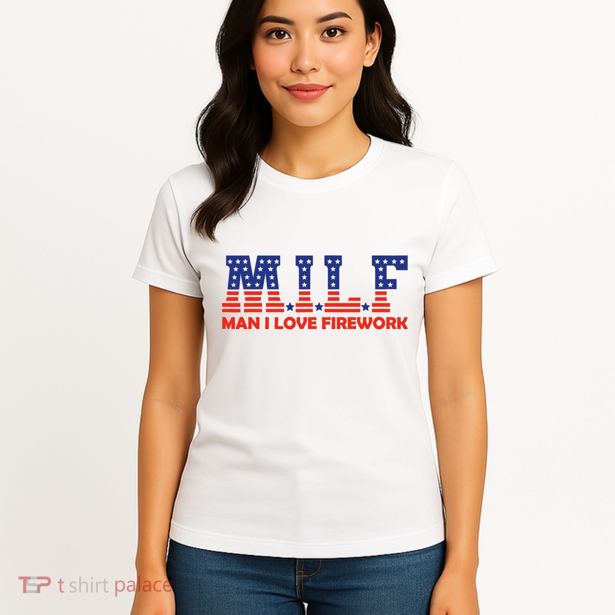 Milf Man I Love Fireworks Funny American 4th Of July Women's T-Shirt