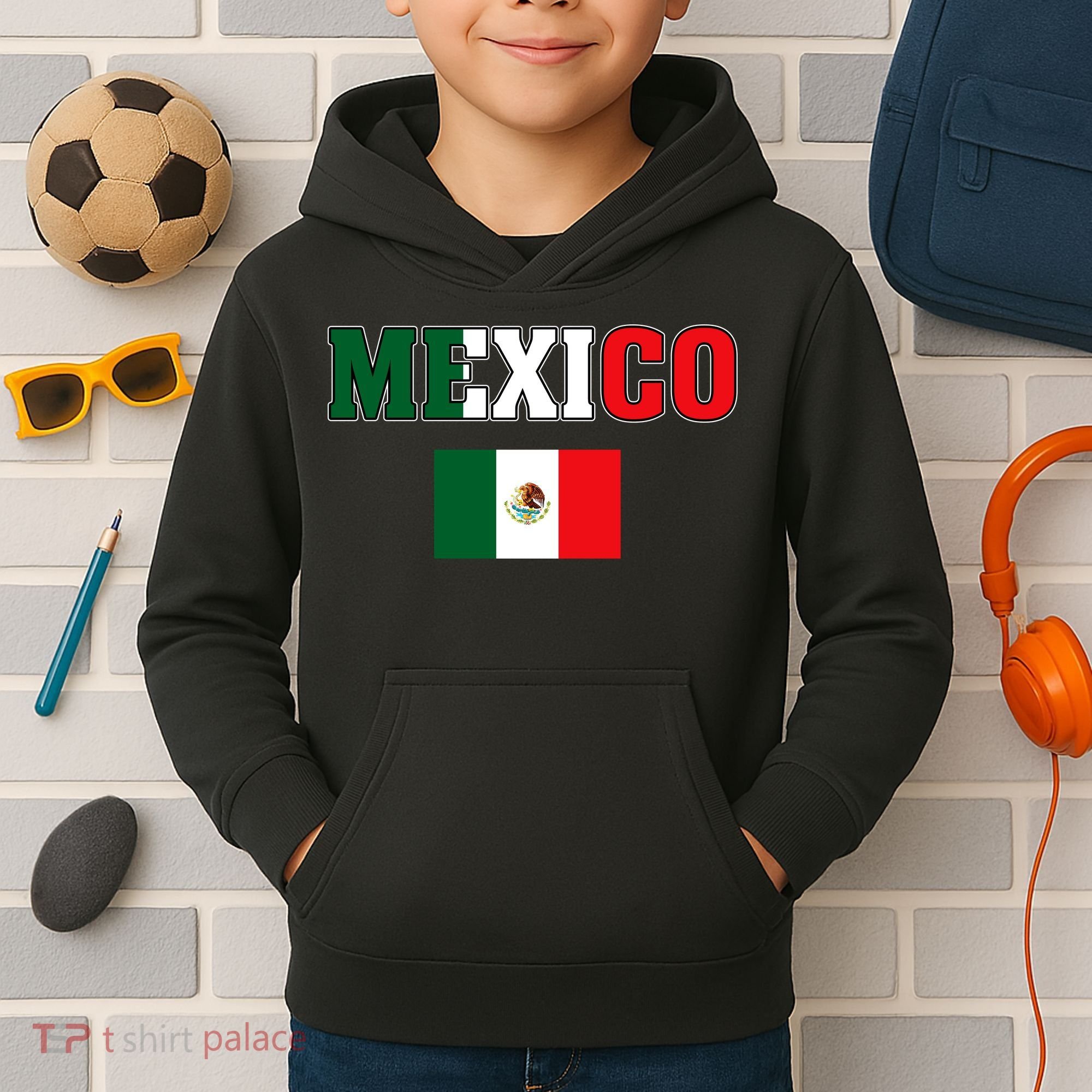 Mexico Mexican Jersey Flag Kids Hoodie