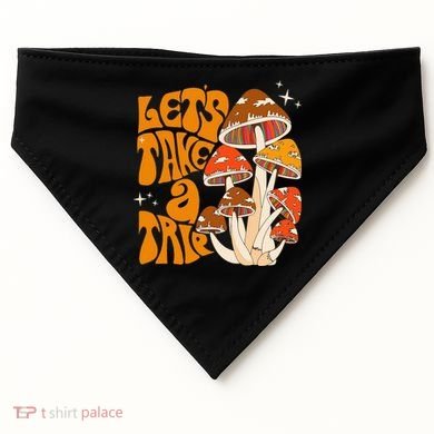 Magic Mushroom Lets Take Trip Psychedelic Rave Trippy USA-Made Doggie Bandana