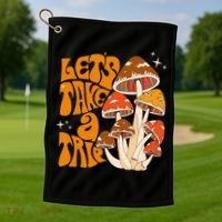 Magic Mushroom Lets Take Trip Psychedelic Rave Trippy Golf Towel thumb 1