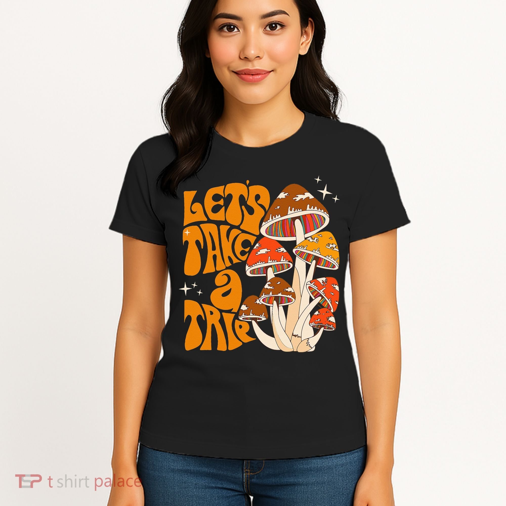 Magic Mushroom Lets Take Trip Psychedelic Rave Trippy Women's T-Shirt