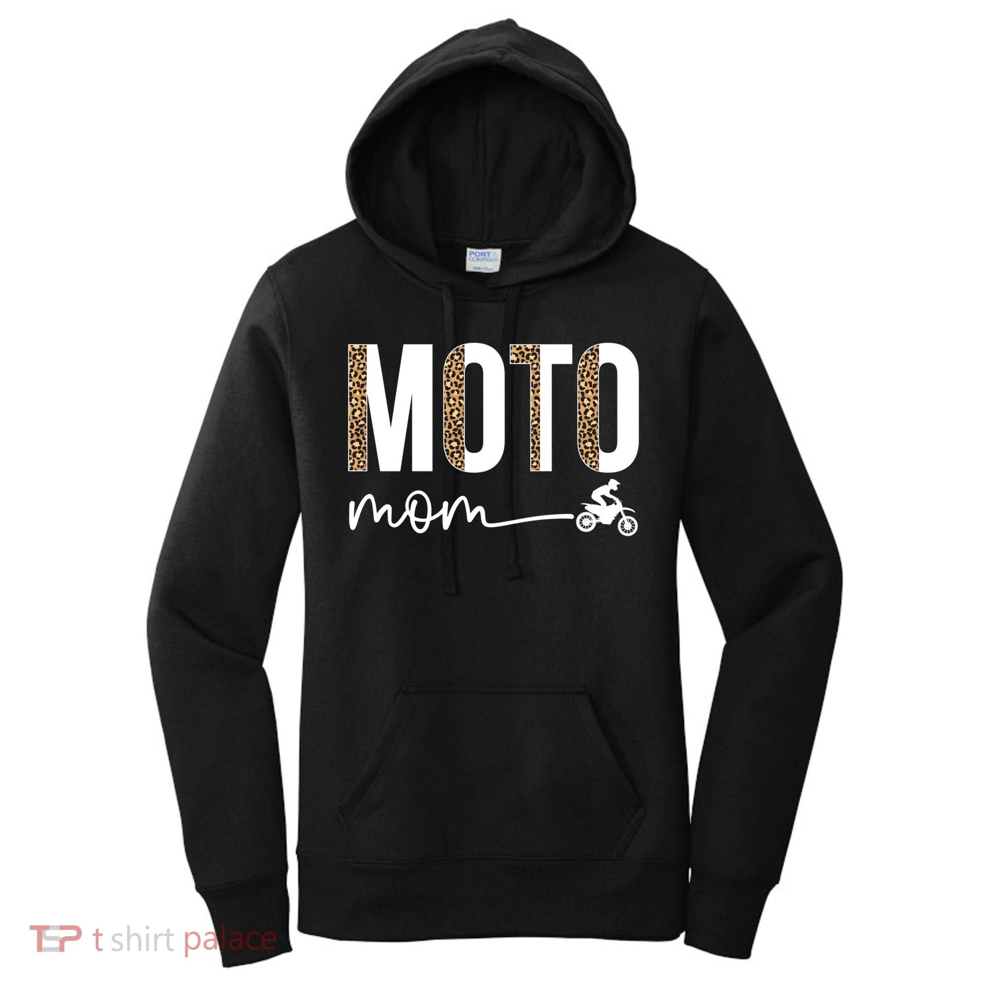 Moto Mom Leopard Motocross Mom Motocross Mother Cool Gift Women's Hoodie