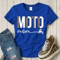 Moto Mom Leopard Motocross Mom Motocross Mother Cool Gift Women's T-Shirt thumb 3