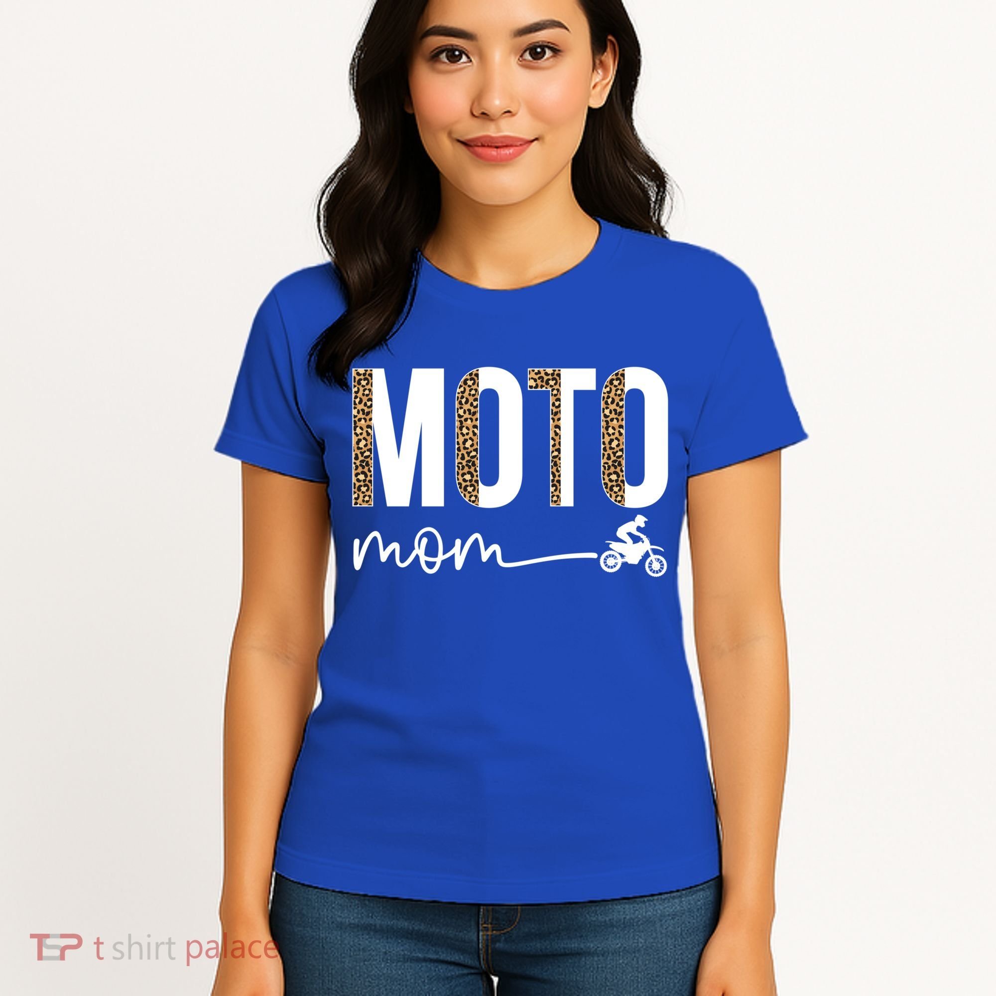Moto Mom Leopard Motocross Mom Motocross Mother Cool Gift Women's T-Shirt