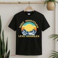 More Mountains Less Assholes Vintage Sunset Hiking Camping T-Shirt thumb 2