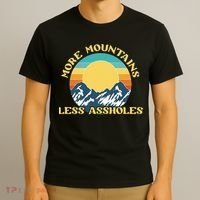 More Mountains Less Assholes Vintage Sunset Hiking Camping T-Shirt thumb 3