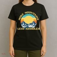 More Mountains Less Assholes Vintage Sunset Hiking Camping T-Shirt thumb 4