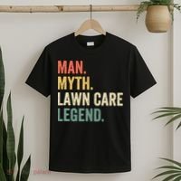 Man Myth Lawn Care Legend Funny Mowing Gardener Dad Retro T-Shirt thumb 2