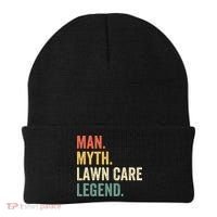 Man Myth Lawn Care Legend Funny Mowing Gardener Dad Retro Beanie thumb 0