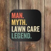 Man Myth Lawn Care Legend Funny Mowing Gardener Dad Retro Coaster thumb 0