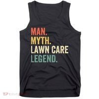 Man Myth Lawn Care Legend Funny Mowing Gardener Dad Retro Tank Top thumb 0