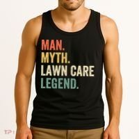 Man Myth Lawn Care Legend Funny Mowing Gardener Dad Retro Tank Top thumb 3