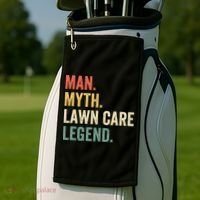 Man Myth Lawn Care Legend Funny Mowing Gardener Dad Retro Golf Towel thumb 2