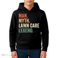 Man Myth Lawn Care Legend Funny Mowing Gardener Dad Retro Kids Hoodie thumb 4