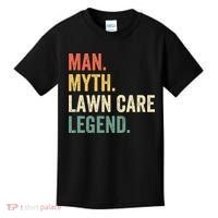 Man Myth Lawn Care Legend Funny Mowing Gardener Dad Retro Kids T-Shirt thumb 0