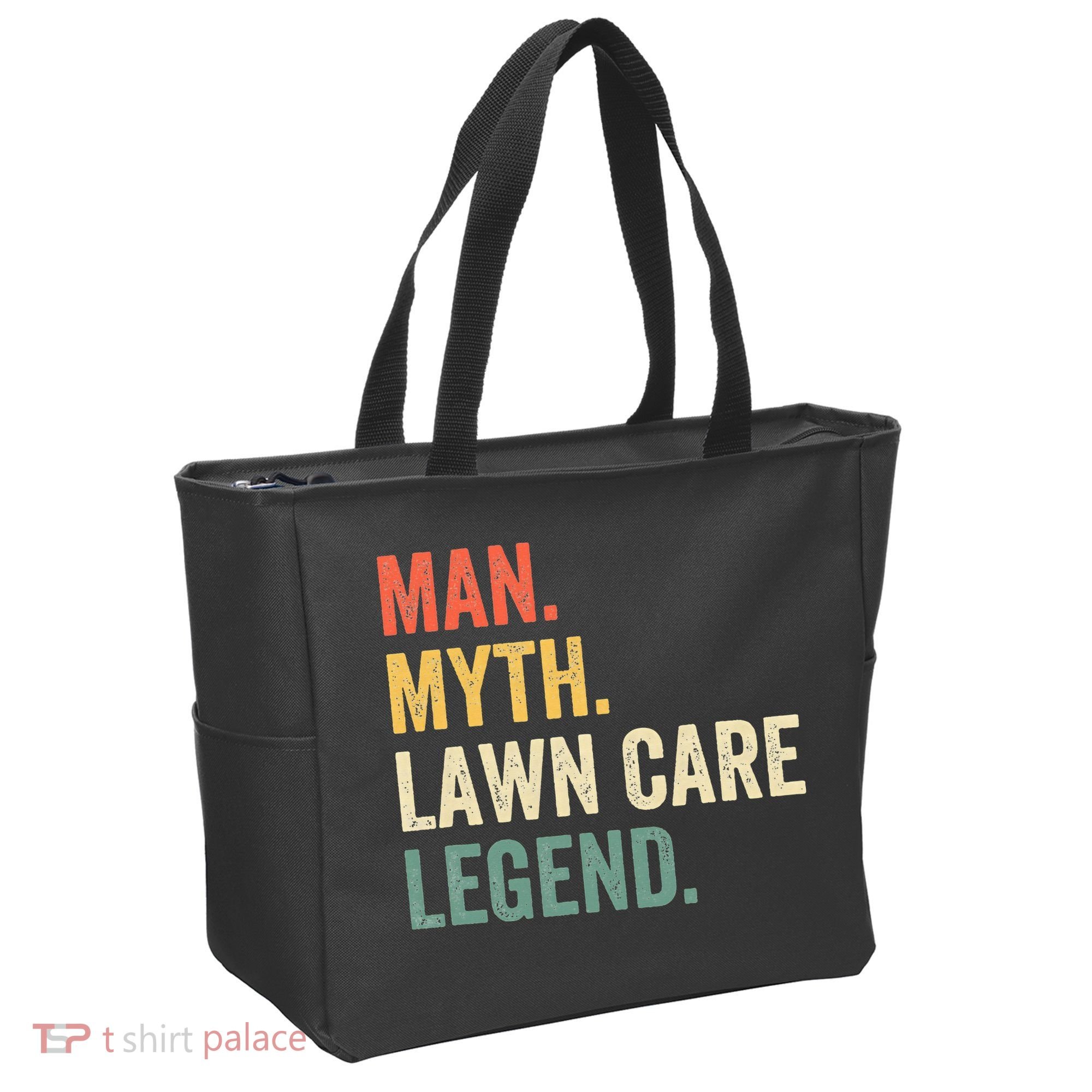 Man Myth Lawn Care Legend Funny Mowing Gardener Dad Retro Tote Bag