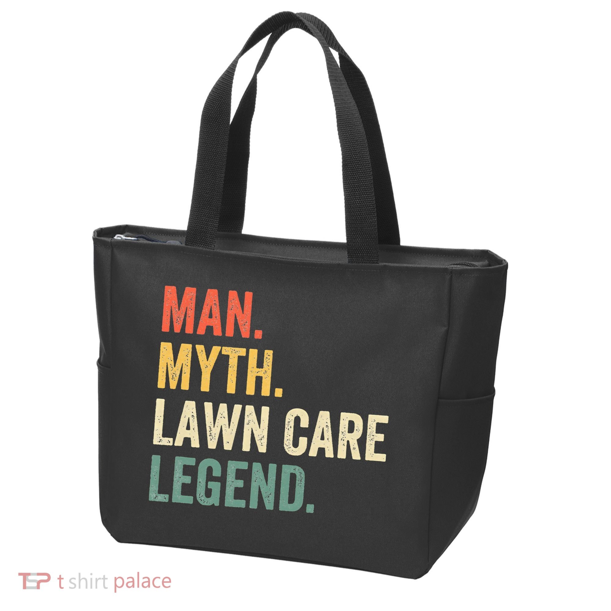 Man Myth Lawn Care Legend Funny Mowing Gardener Dad Retro Tote Bag