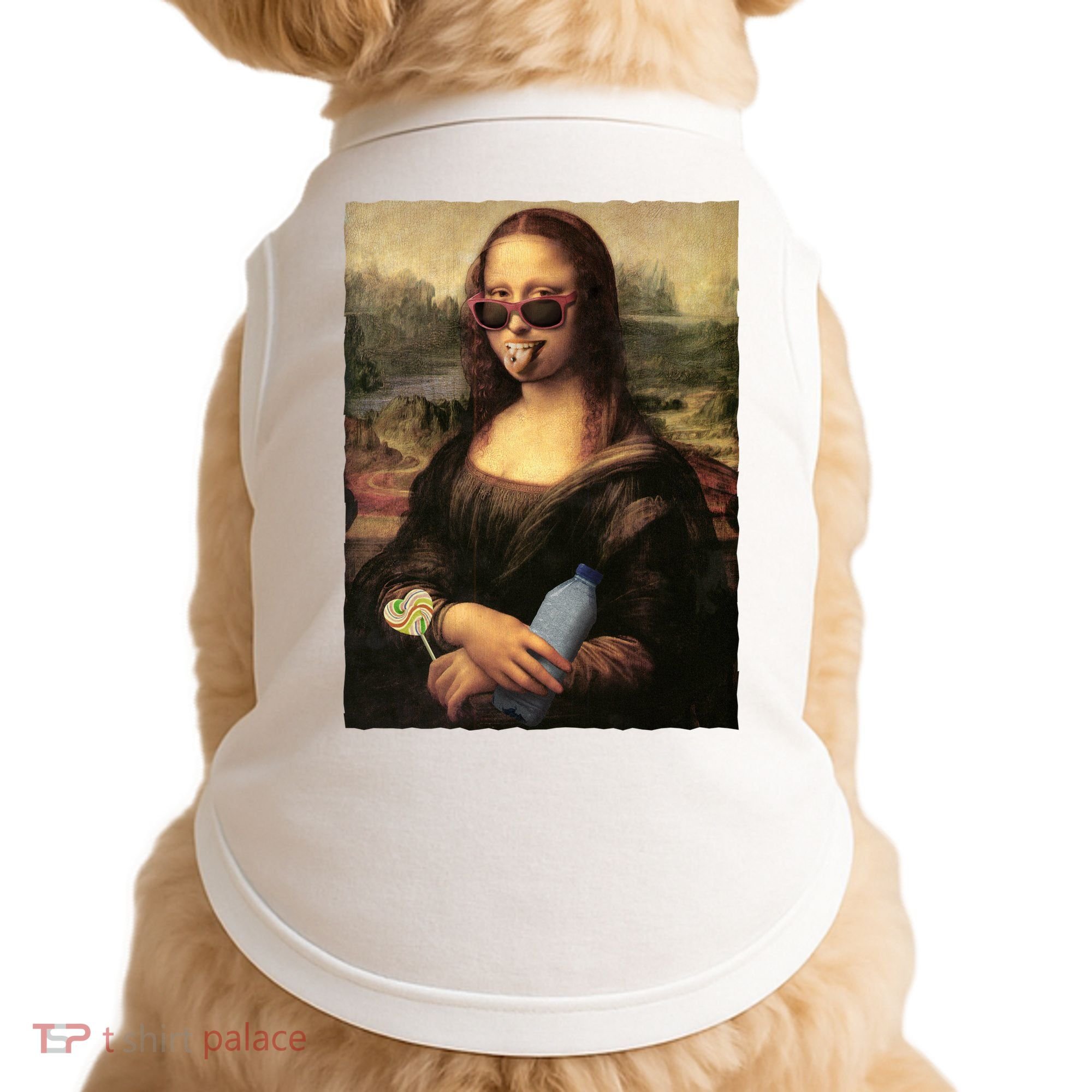 Modern Mona Lisa Tongue Ring Doggie Tank