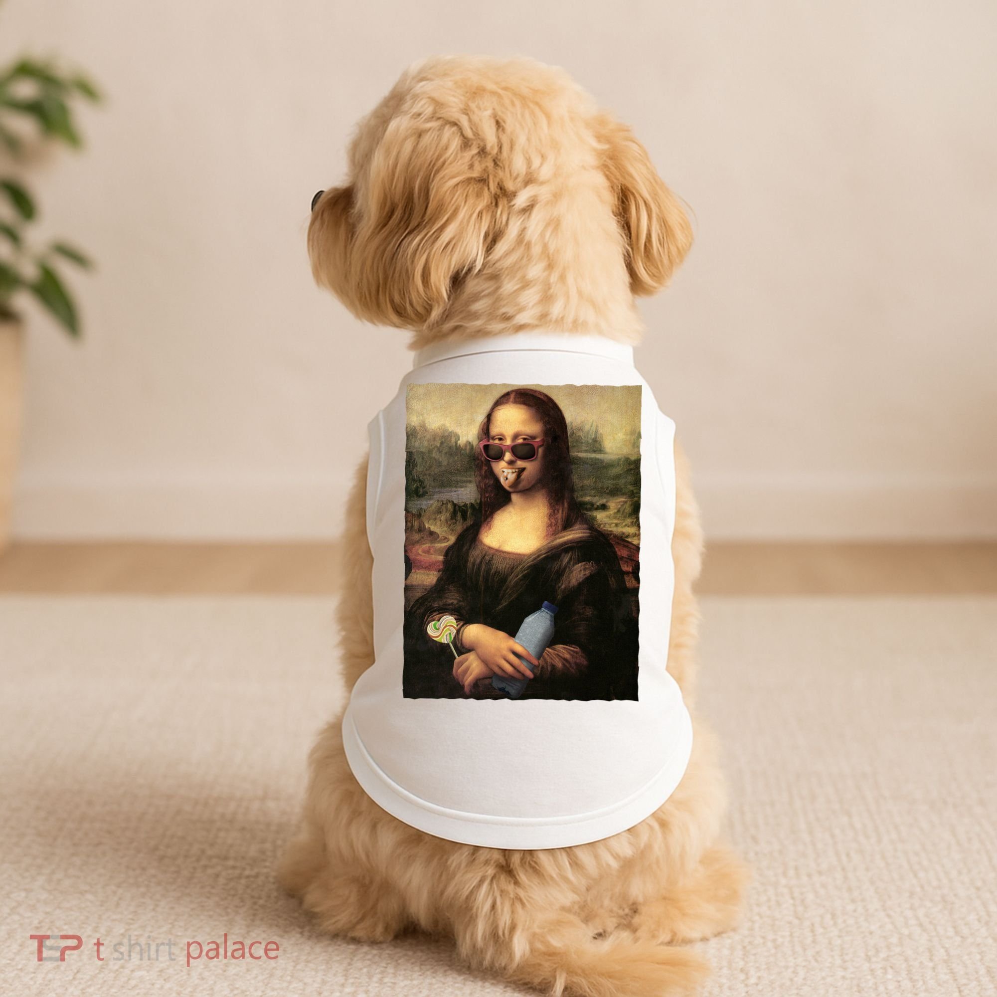 Modern Mona Lisa Tongue Ring Doggie Tank