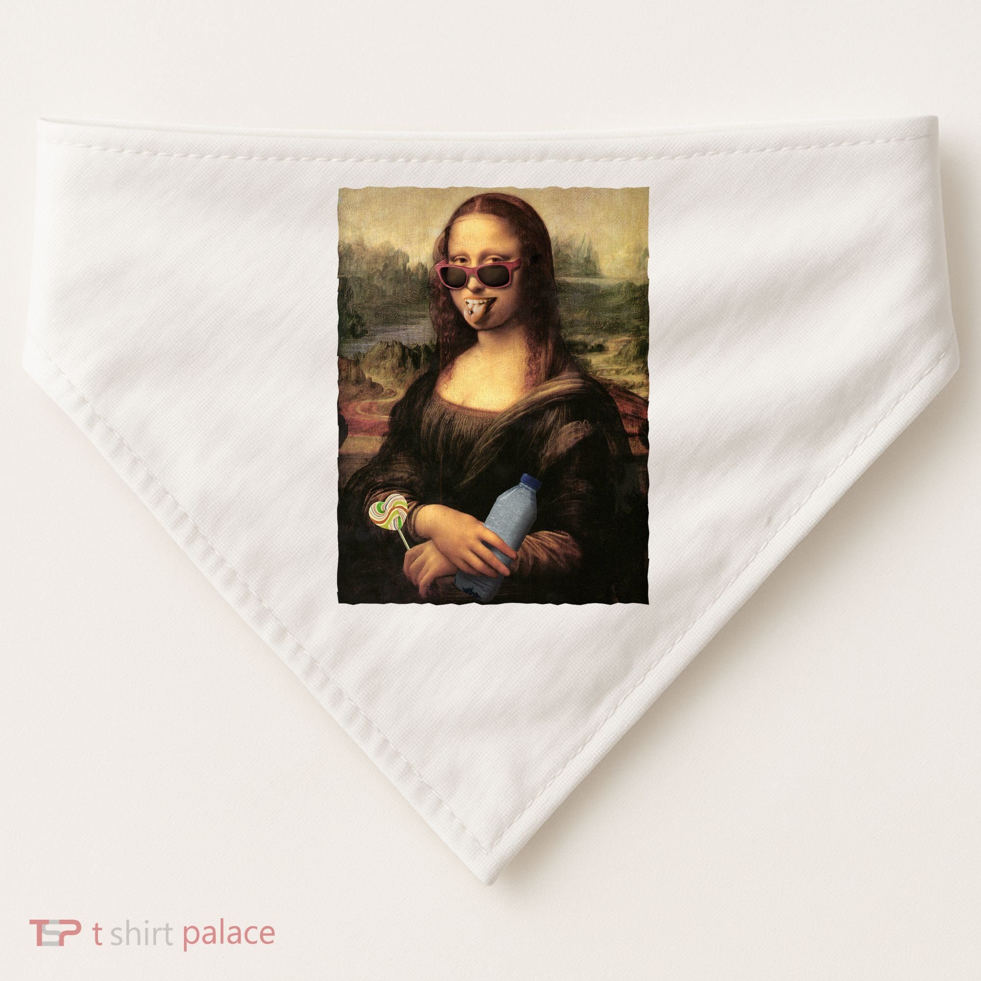 Modern Mona Lisa Tongue Ring USA-Made Doggie Bandana