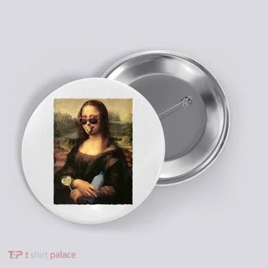 Modern Mona Lisa Tongue Ring Button