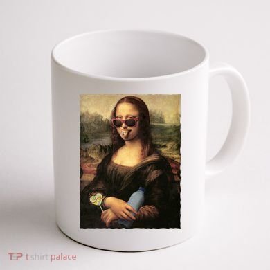 Modern Mona Lisa Tongue Ring Coffee Mug back