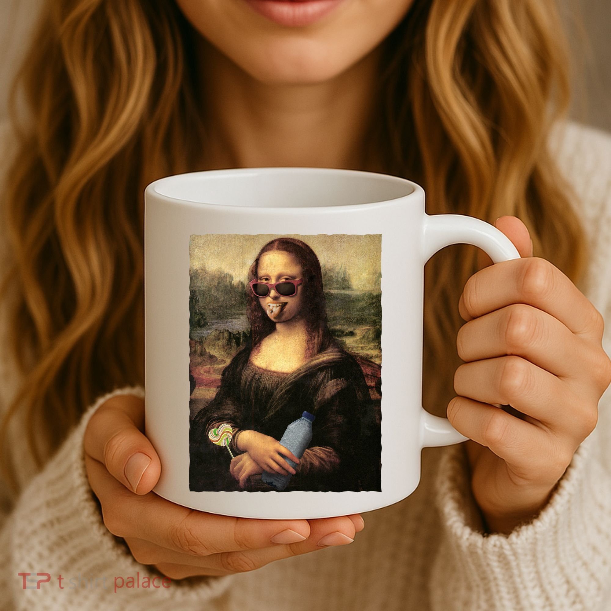 Modern Mona Lisa Tongue Ring Coffee Mug