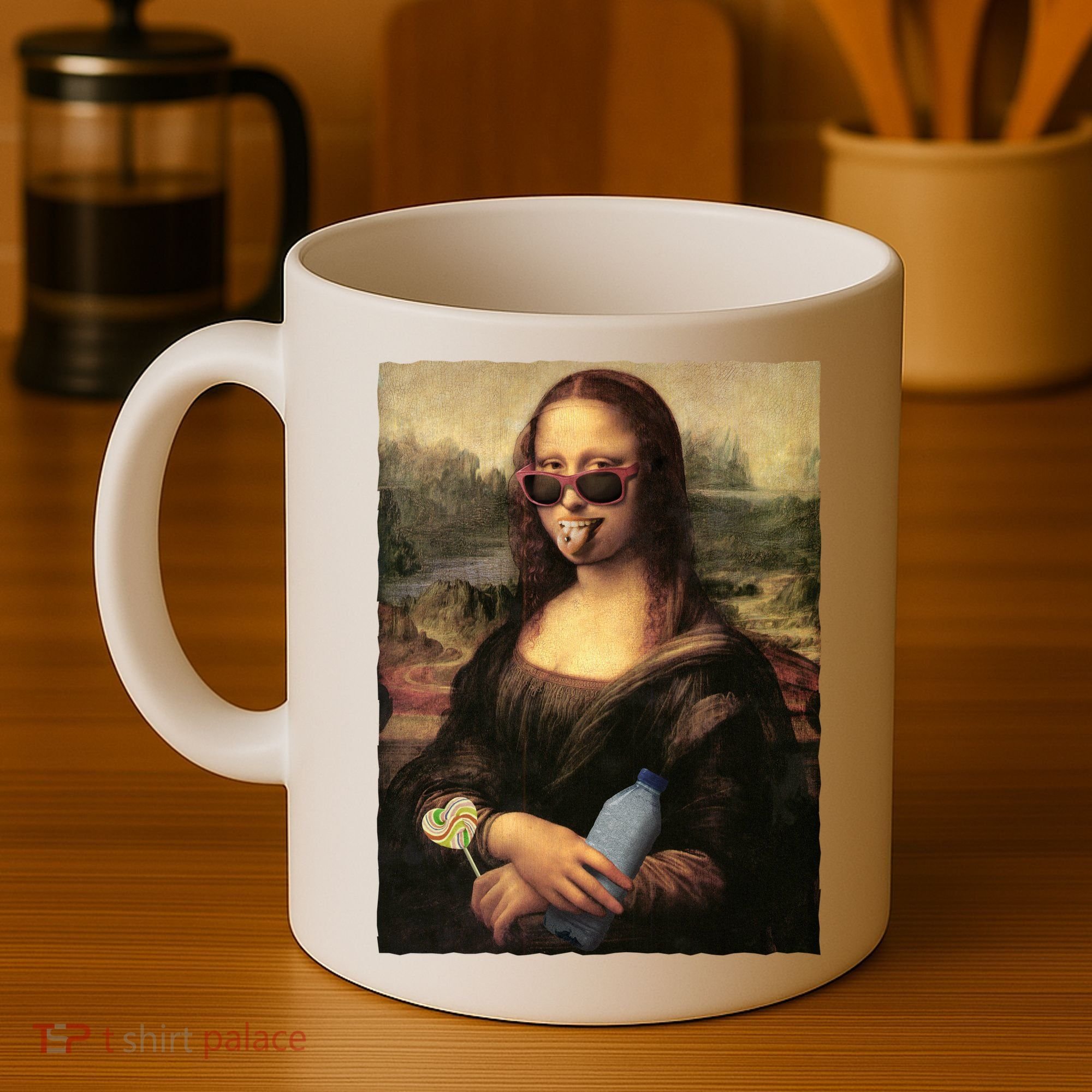 Modern Mona Lisa Tongue Ring Coffee Mug