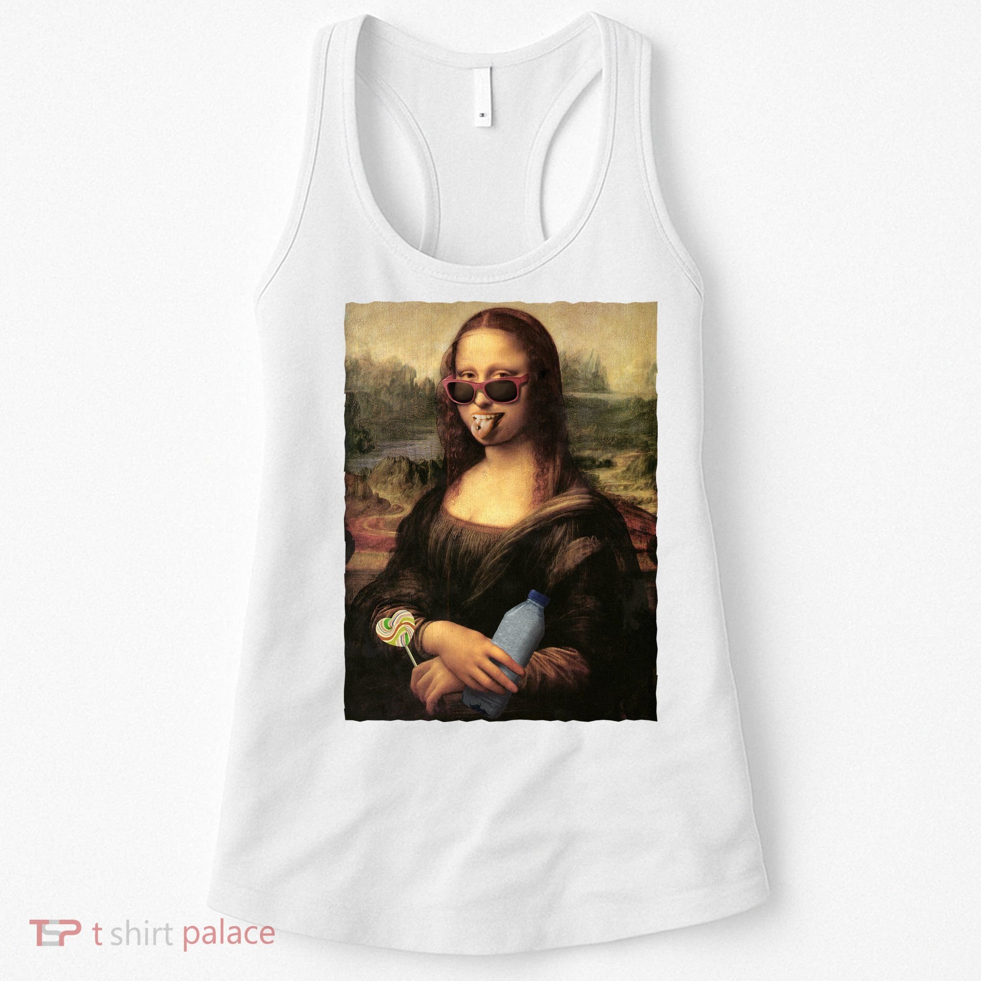 Modern Mona Lisa Tongue Ring Women's Tank Top