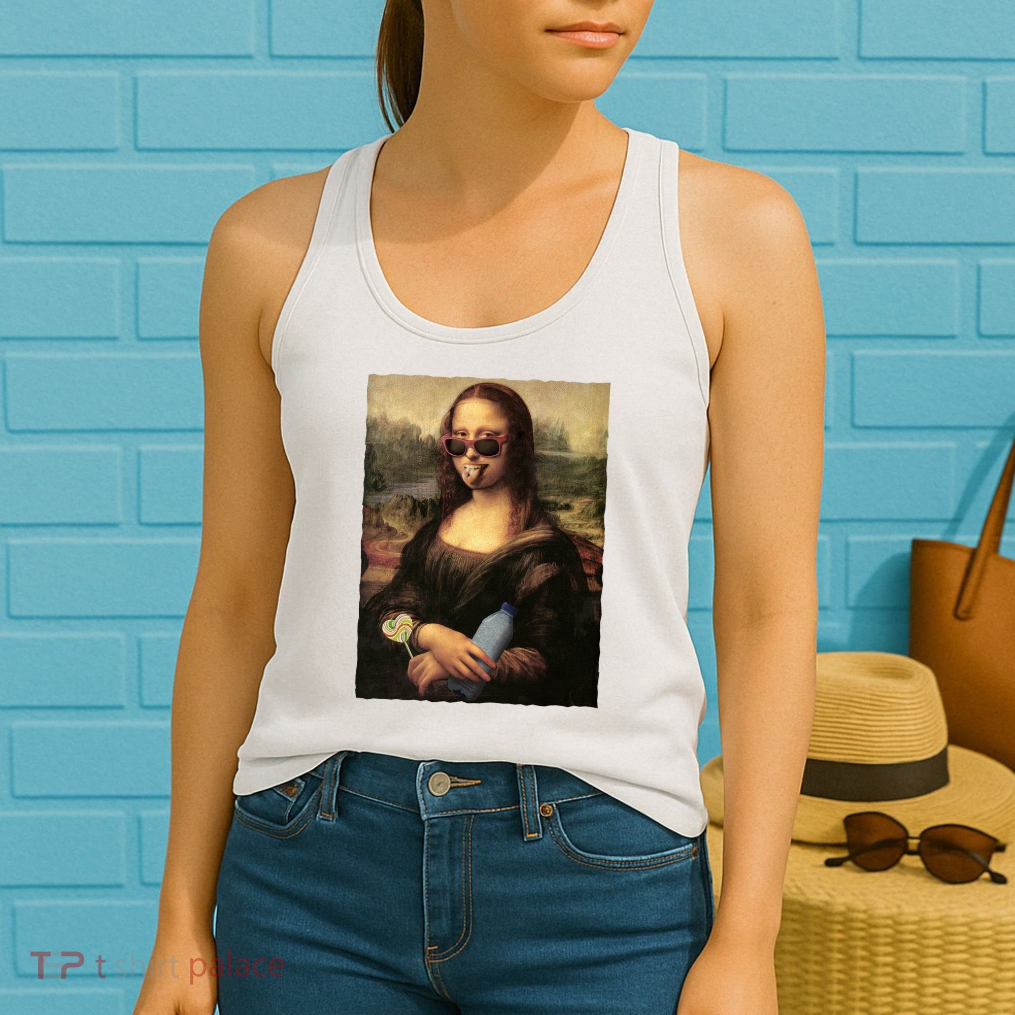 Modern Mona Lisa Tongue Ring Women's Tank Top