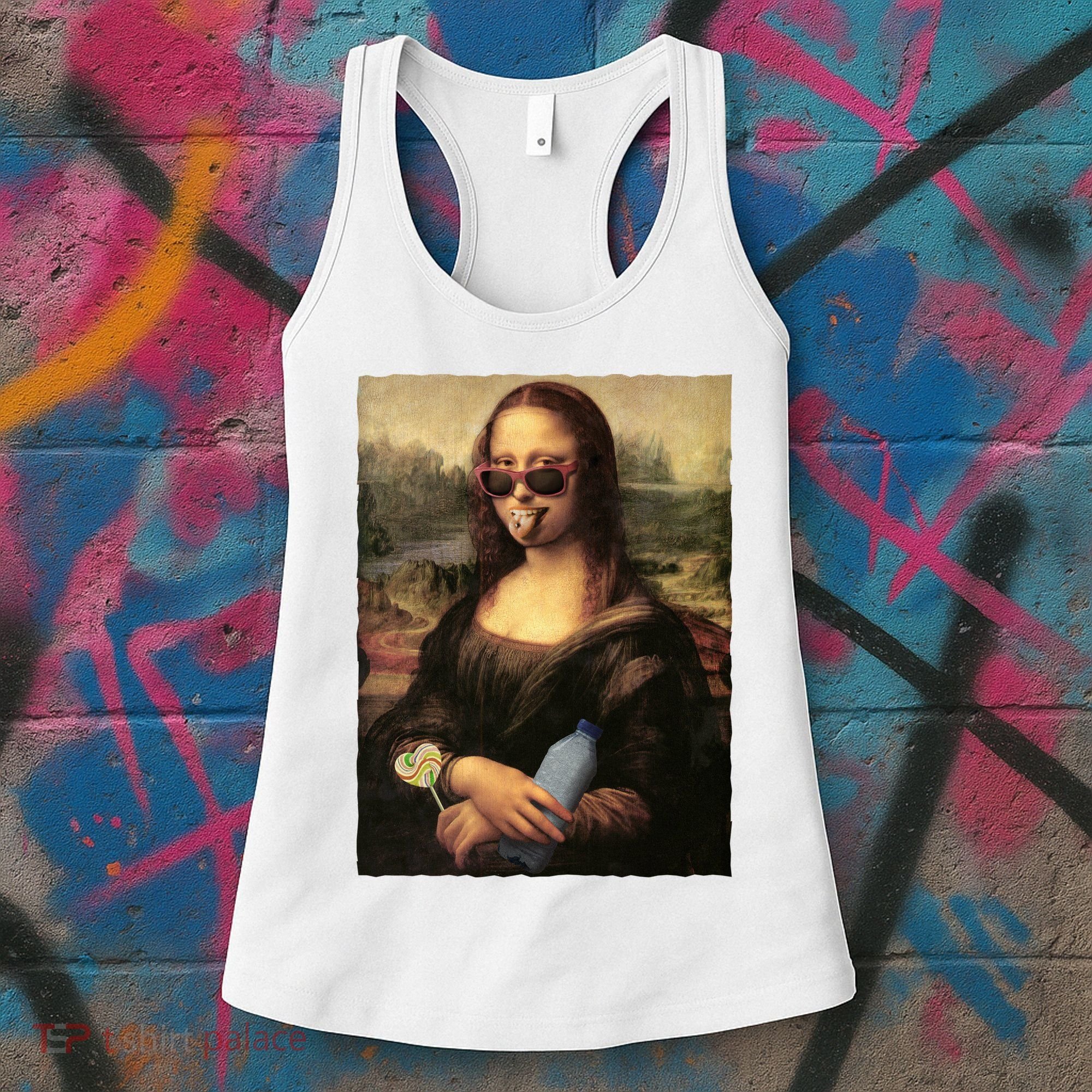 Modern Mona Lisa Tongue Ring Women's Tank Top