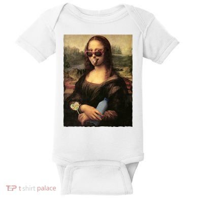 Modern Mona Lisa Tongue Ring Baby Bodysuit